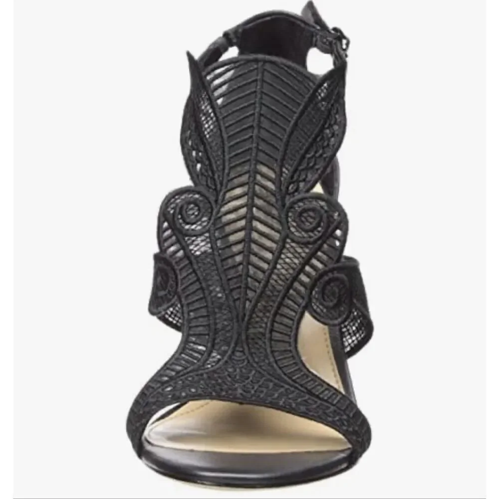 Vince Camuto Randal Black Lace Sandal Heel Shoe Women’s Size 9 1/2
